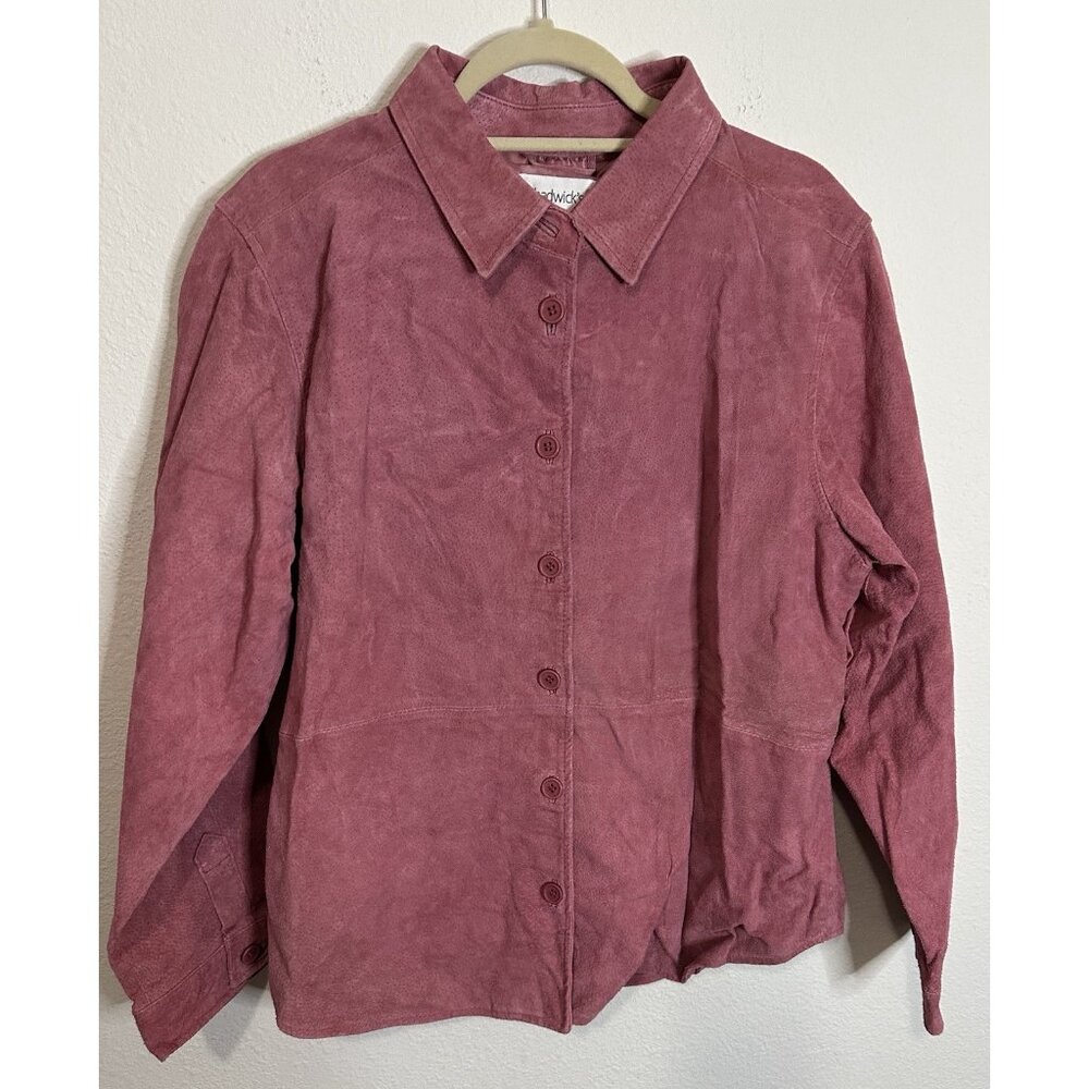 Vintage Chadwicks Suede Leather Button Up Pink Jacket Coat Size XL
